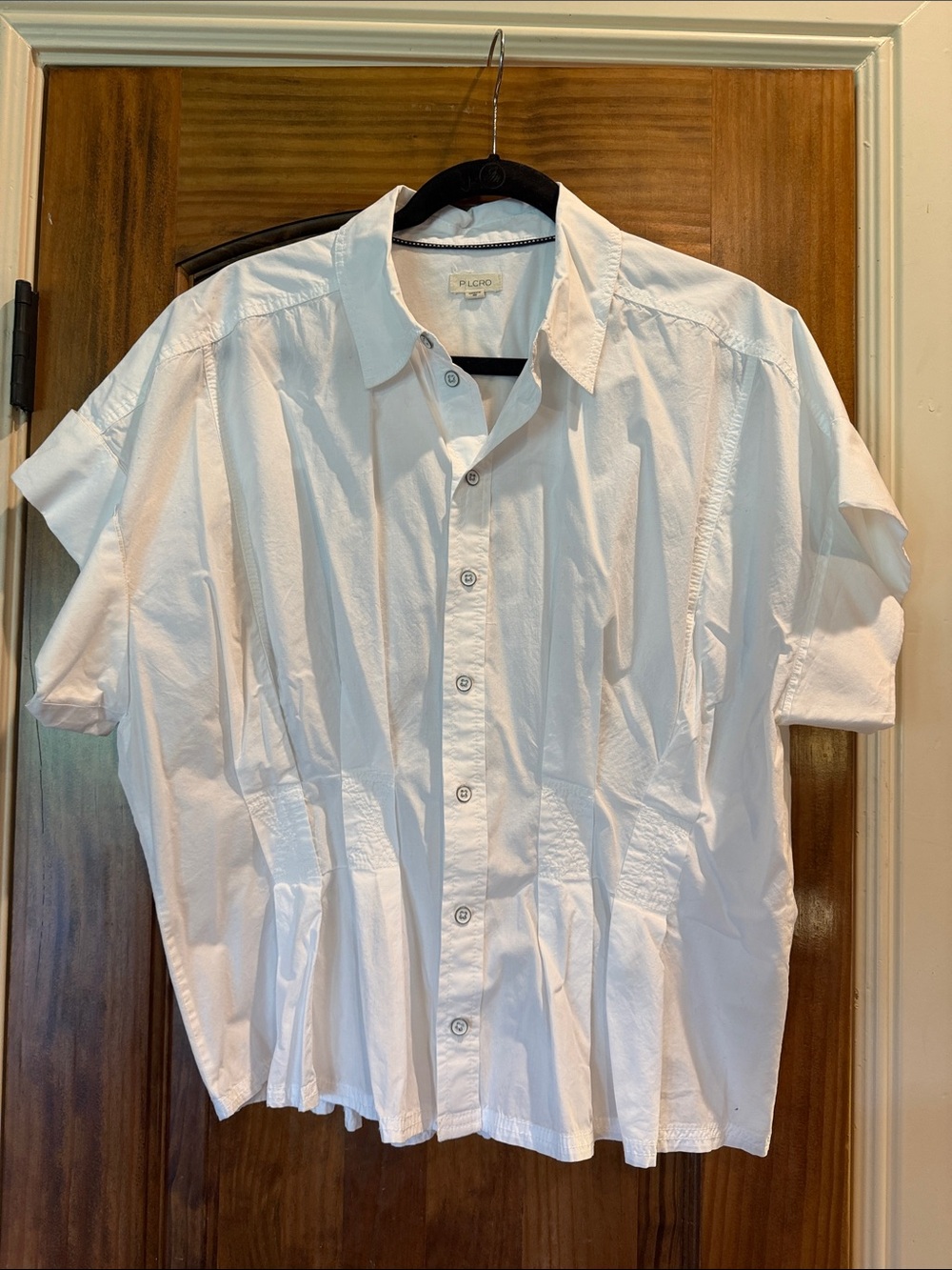 Pilcro White Short-Sleeve Button Front Blouse